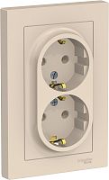 Розетка с заземлением Systeme Electric AtlasDesign 1-м. 2 мод. шторки бежевый картинка